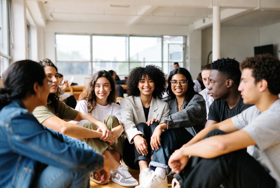 Friends connecting at a TFYH-style group retreat
